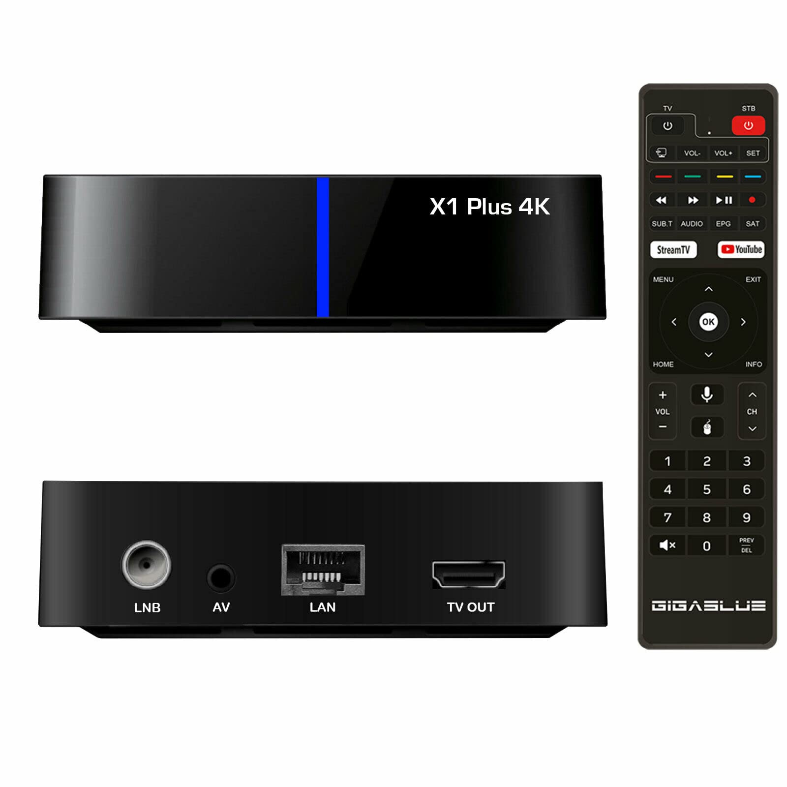 GigaBlue UHD X1 Plus 4K Android 1x DVB-S2x Tuner + Android TV IP Empfänger in Einer Box von GigaBlue