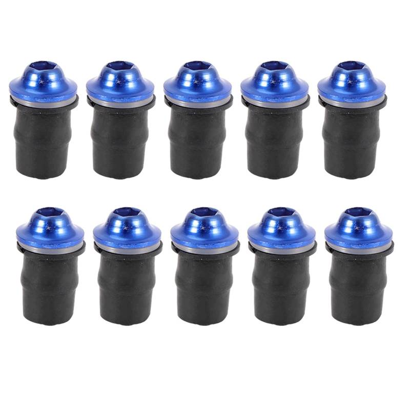 Gigicial 10 Pcs M5 Inner Hexagonal Screws, Aluminum Alloy Motorbike Windscreen, Body Mounting Bolts Nuts, Windshield Screws Fairing Bolts, for Motorcycle Windscreen Windshield (Blue) von Gigicial