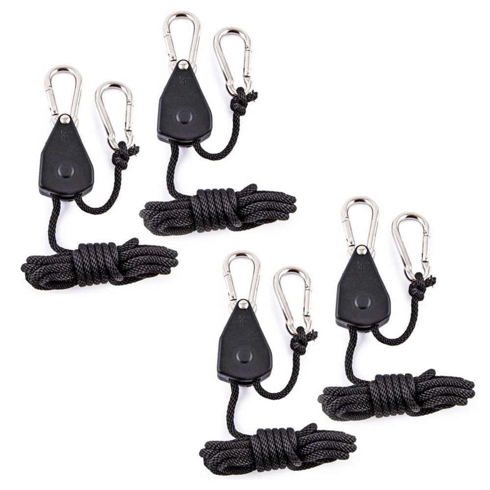 Gigicial 4 Pack Verstellbarer Seilbügel, 2 m 1/8 Hebezeile für leichte Hebezelt Guyline Outdoor Wäscheleine Haustier Leine verbessert Metallradladung 68-75 kg (4) von Gigicial