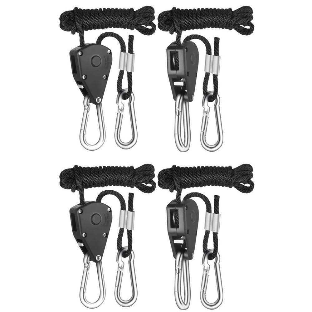 Gigicial 4 Pack Verstellbarer Seilbügel, 2 m 1/8 Hebezeile für leichte Hebezelt Guyline Outdoor Wäscheleine Haustier Leine verbessert Metallradladung 68-75 kg (4) von Gigicial