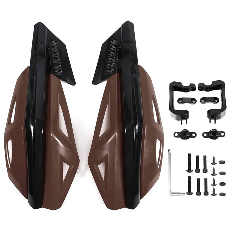 Gigicial Motorrad-Handschützer, Universal-Motorrad-Handschützer Dirt Bike-Handschützer mit Halterungen, Muttern, Schrauben, für Motorrad-Elektrofahrrad-Roller bei jedem Wetter (Dark Brown) von Gigicial