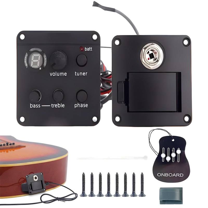 Tonabnehmersystem für Gitarre,Folklore-Gitarren-Tonabnehmer | Tonabnehmersystem mit Lautstärkeregelung, verstellbarer Tonabnehmer, Folklore-Gitarren-Vorverstärker - Volume Tone Tuner Kit Gitarren-Vorv von Gihioue