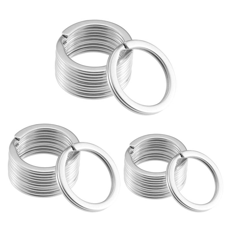 Gimars Edelstahl Schlüsselring, 30 stück Ø 20mm, 25mm, 30mm, Runde Flache Schlüsselanhänger Split Ring für Hausschlüsseln, Autoschlüsseln, DIY (Silver) von Gimars