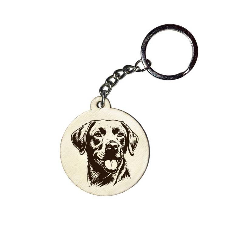 Girahlutions Holz Schlüsselanhänger Hundemarke Rund Ø 35mm Hunderasse Gravur Ihr Hund mit Name Wunschname Personalisiert Chesapeak Bay Retriever von Girahlutions