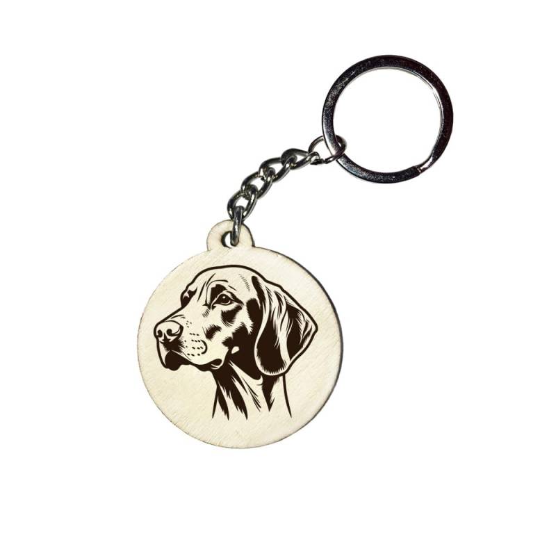 Girahlutions Holz Schlüsselanhänger Hundemarke Rund Ø 35mm Hunderasse Gravur Ihr Hund mit Name Wunschname Personalisiert Vizsla von Girahlutions