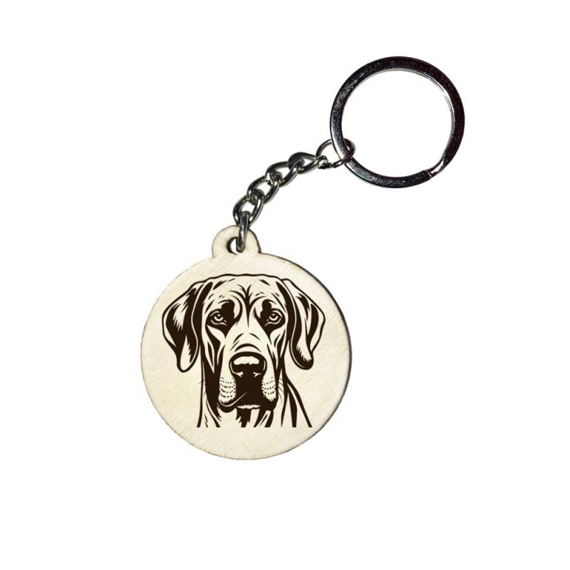 Girahlutions Holz Schlüsselanhänger Hundemarke Rund Ø 35mm Hunderasse Gravur Ihr Hund mit Name Wunschname Personalisiert Rhodesian Ridgeback von Girahlutions