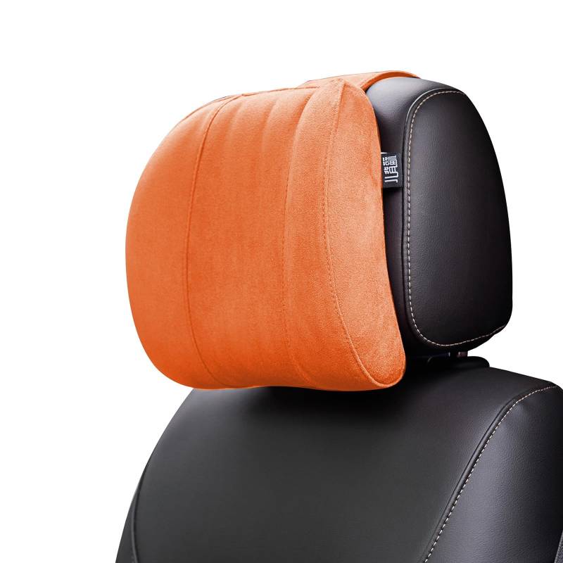 Auto Kopfstütze Nackenkissen Zubehör Kissen Memory Baumwolle Autozubehör Kopfstütze Kissen Kopfstütze Kissen für Auto Wildleder (Orange) von Girlove