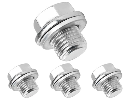 GisWell 4 Stück Metall Ölwanne Ablassschraube Adapter, Ölablassschraube Mit Dichtring und Unterlegscheibe, ölablassschraube Mit Dichtring Rücklaufablassschraube für Auto Motor（M14） von GisWell