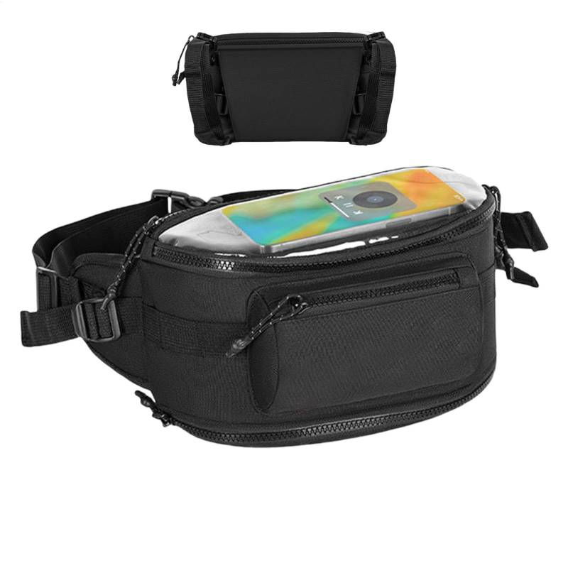 Gitekain Handlebar Bag, Motorcycle Navigation Pouch, Waterproof Clear Multi Use Secure Compact Sturdy Adventure Versatile Spacious Bikes Storage Bag for Cell Phone, 9.84x5.12x5.12in, Black von Gitekain