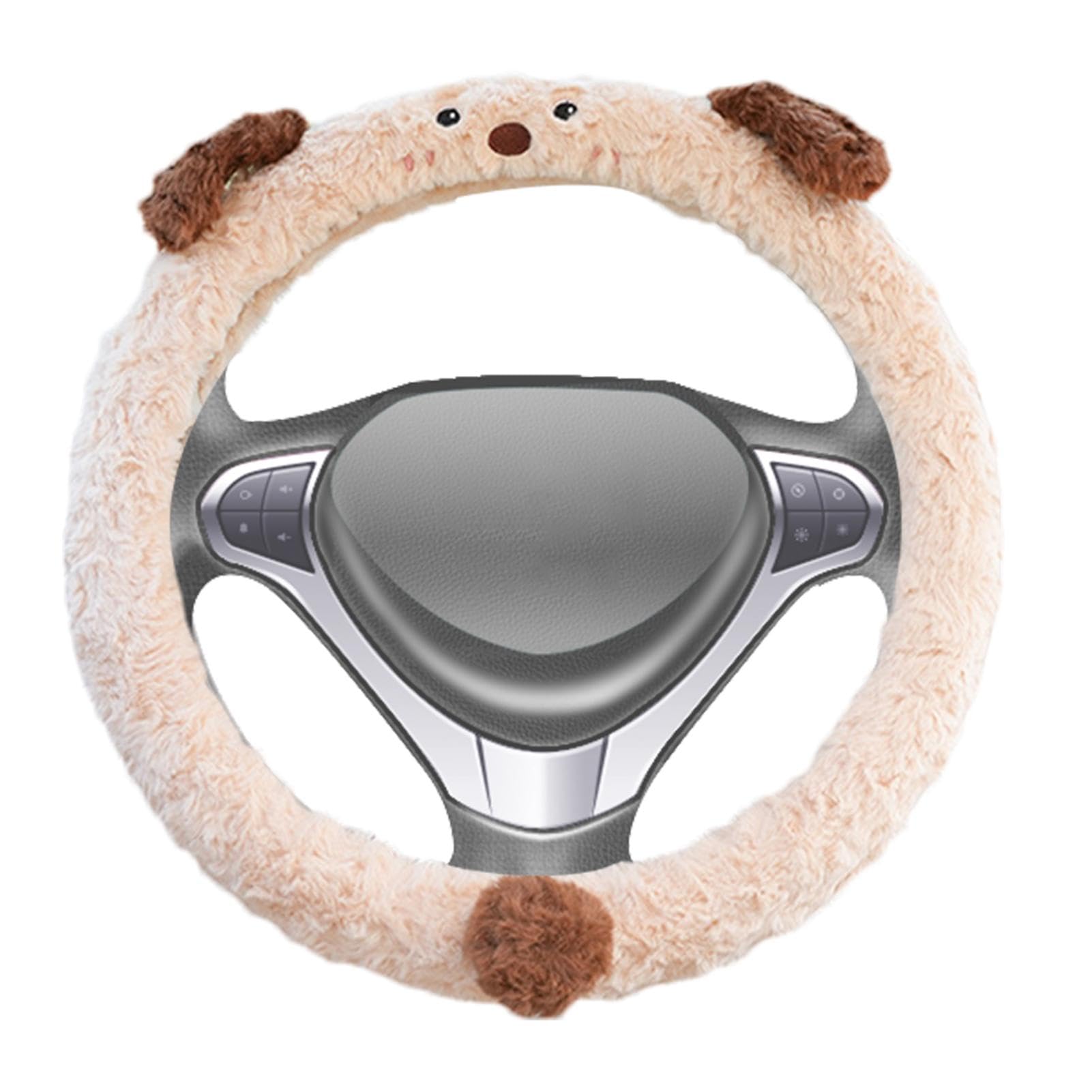 Plush Steering Wheel Protector, Cartoon Steering Wheel Cover, Non Slip Car Handle Cover, Soft Steering Wheel Grip, Vehicle Interior Accessories, Cute Warm Steering Wheel Cover for Car SUV, 38x38x10cm von Gitekain