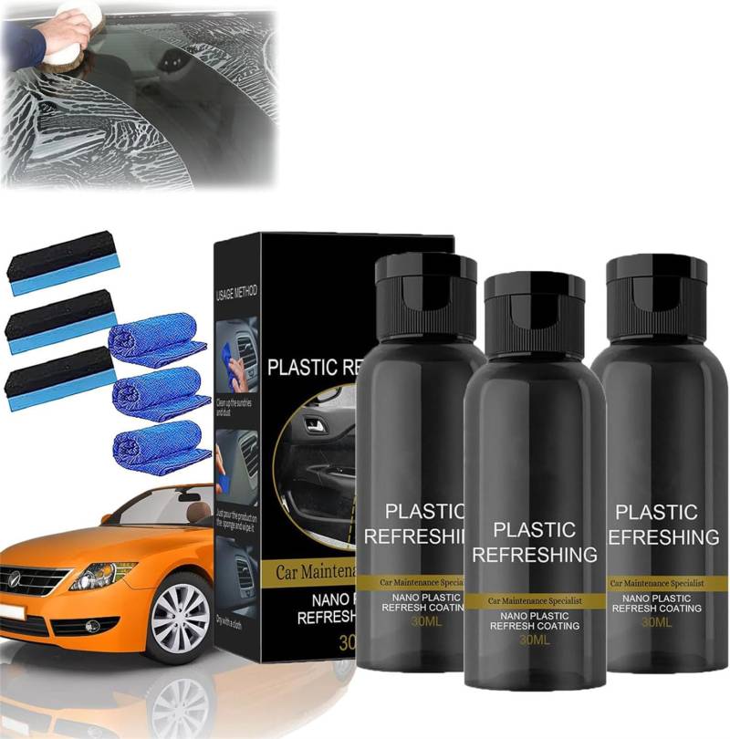 Giurui Car Plastic Plating Refurbishing Agent, Plastic Revitalizing Coating Agent, Nano Plastic Refreshing Coating, Plastic Coating Agent, Plastic Restorer for Cars (30ml-3pcs) von Giurui