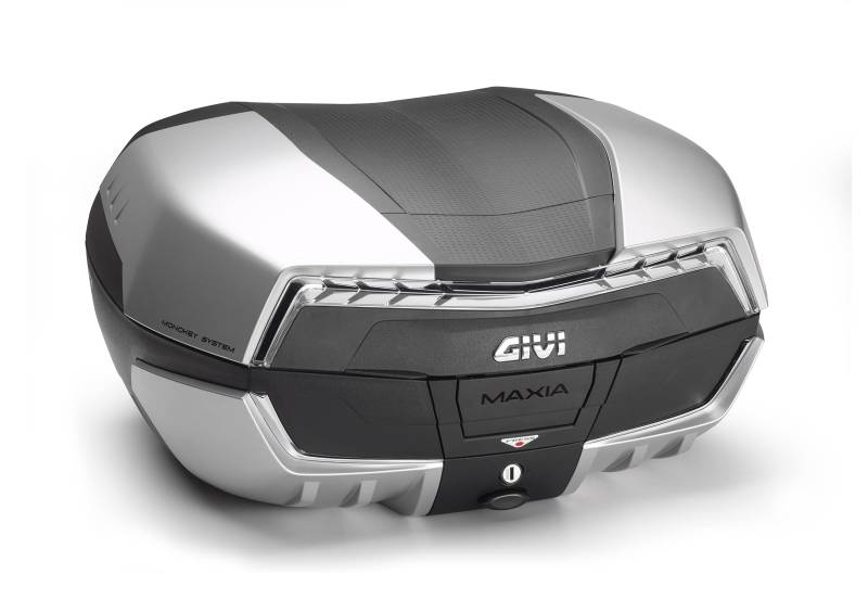 GIVI Topcase Monokey System Aufbewahrungsbox V58NT MAXIA 5 TECH für Scooter Motorrad 2 Helme 58 Liter TOPCASE hinten schwarz mit transparentem Reflektor und vier lackierten Abdeckungen in der Farbe von Givi