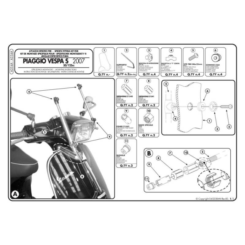 Givi A354A Montagekit für Scheibe 354A/ 355A von Givi