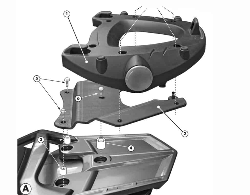 Topcase Trägerplatte Monokey Koffer mit M5 Platte oder Max. Zuladung 6 kg Yamaha FJR 1300 Bj. 06 von Givi