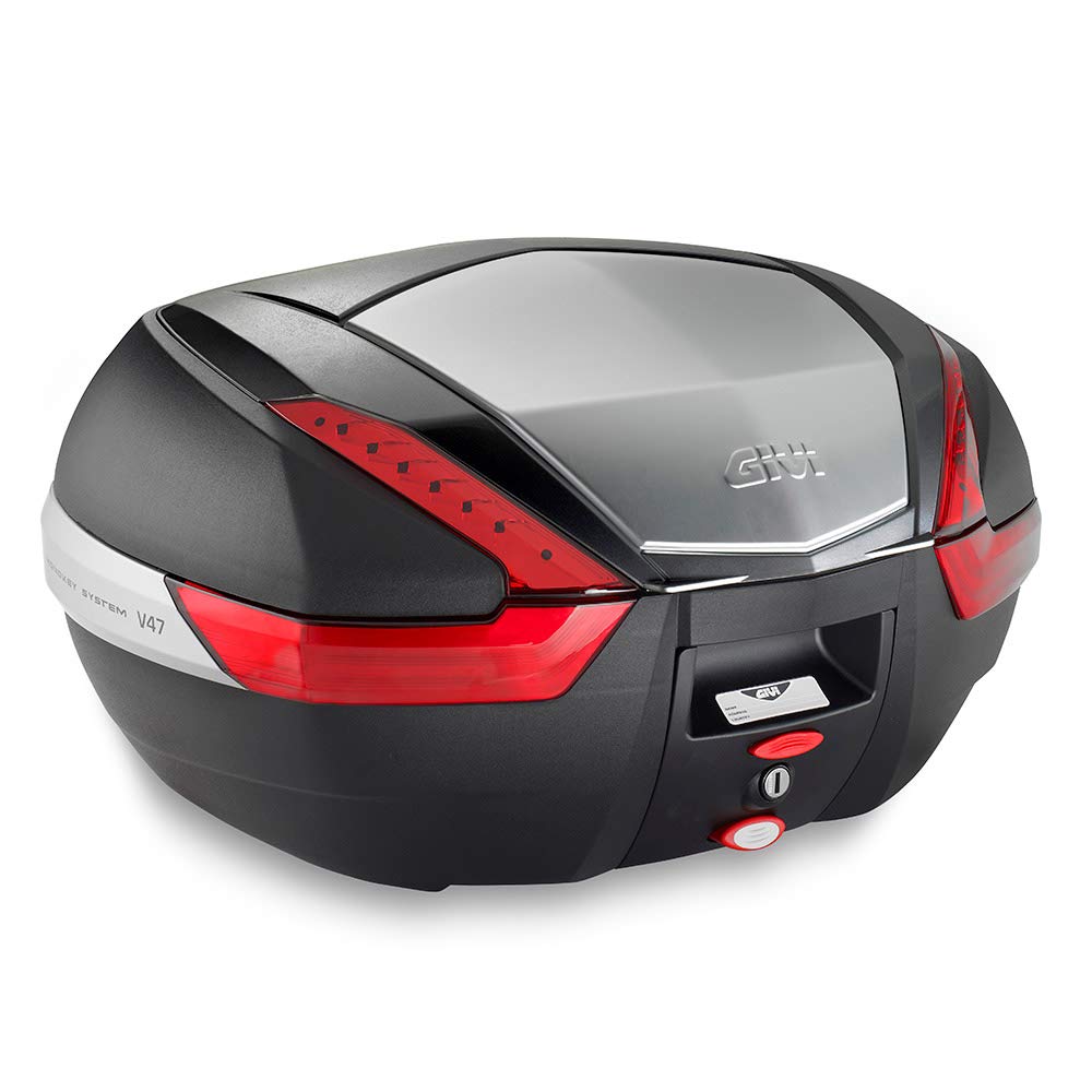 Givi V47 Monokey Topcase mit Alu Blende und roten Reflektoren, Schwarz von Givi