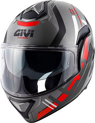 Givi X.30 Pulsar, Modularhelm - Matt Grau/Schwarz/Rot - M (58) von Givi