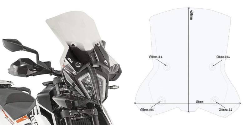 Windschild transparent, 450 mm x 470 mm (H x B) von Givi