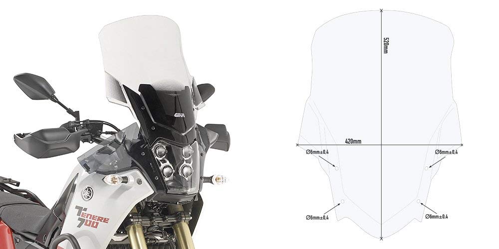 Windschild transparent, 520 mm hoch, 420 mm breit von Givi