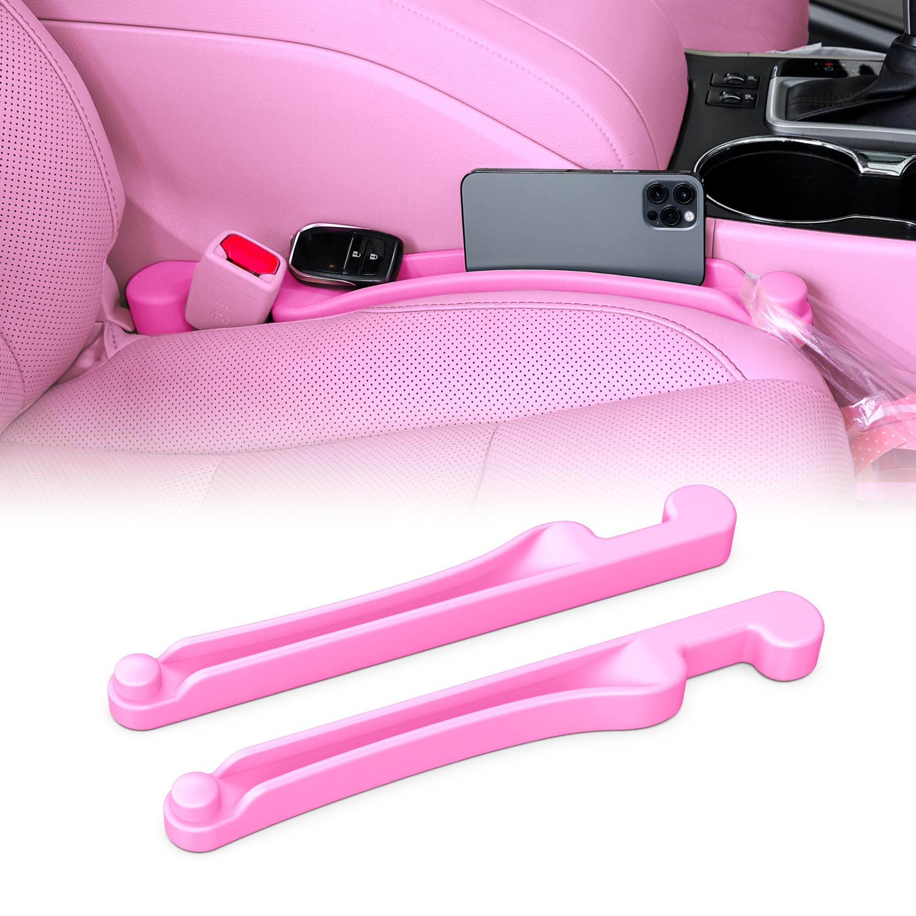 Autositz-Spaltfüller, 2er Set, Givifive weicher Schaum, multifunktional mit Organizer & Hakenfunktion, 3in1 Spaltstopper, universell für Auto, SUV, LKW - Füllt den Spalt zwischen Sitz & Konsole.(Rosa) von Givifive