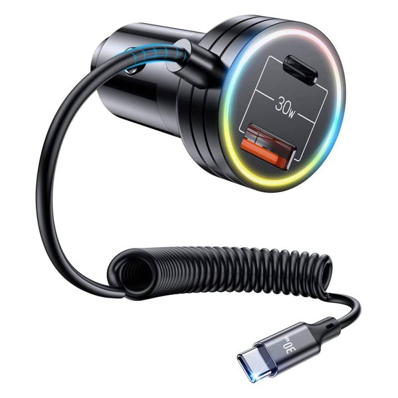 Giwnhvx 30-W-Autoladegerät Mini-USB Mit 1,2 M Schnellem Typ-C-Kabel, Zubehörteile, 3-Port-Autoladegerät Mit 30 W PD3.0 QC 3.0 von Giwnhvx