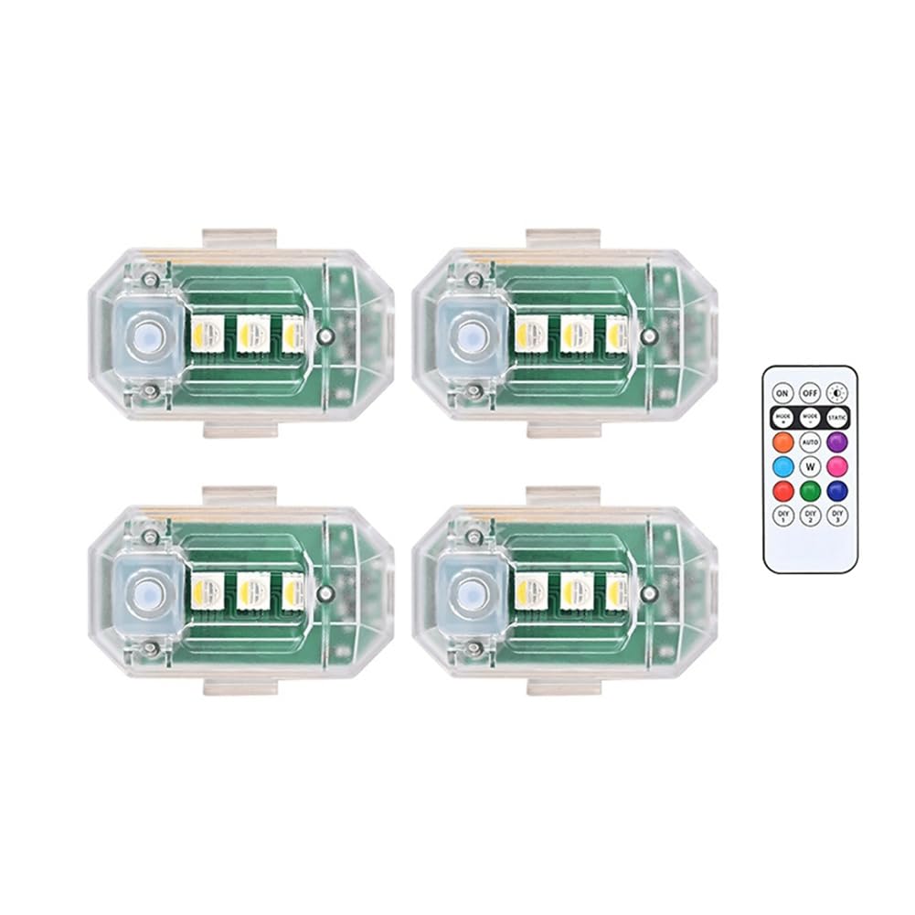 Giwnhvx 4 Stück Kabellose LED-Blitzlichter mit Fernbedienung, 8 Farben USB-Antikollisions-LED-Notwarnlichter von Giwnhvx