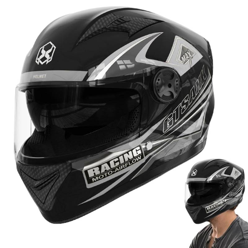 Motorradhelm - Klapphelm Motorrad Herren Damen | RollerHelm-Helm Mit Doppelvisier | Integralhelm Mit Sonnenblende | Motorrad Kopfbedeckung Motorradhelm Für Damen Und Herren von Giwuence