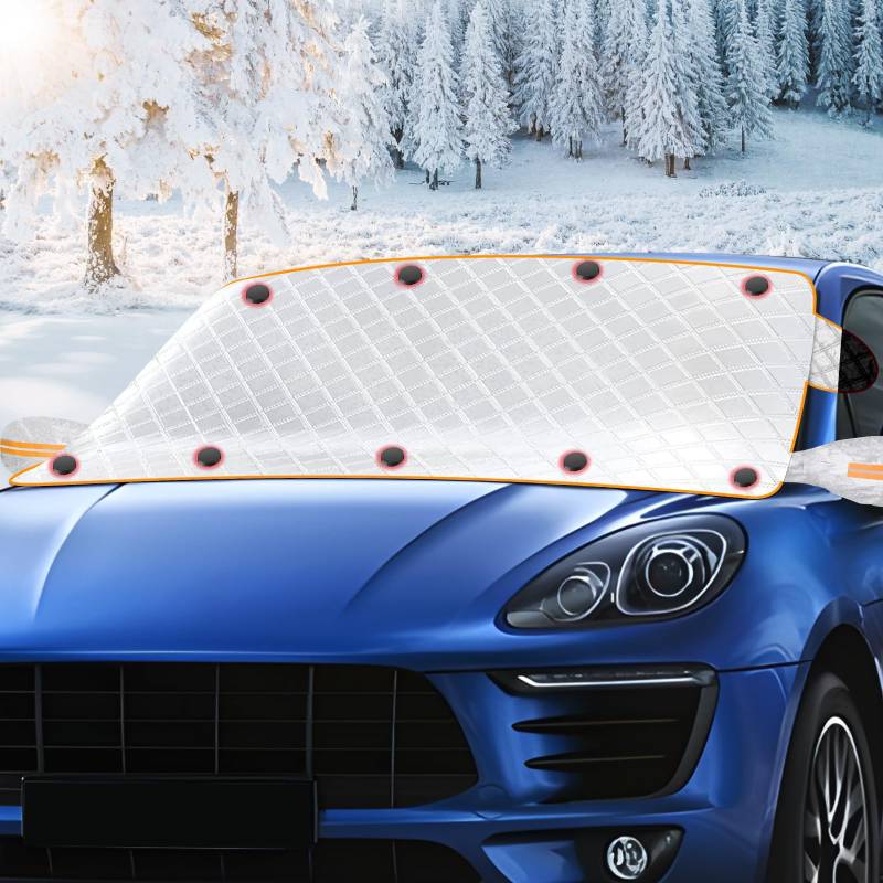 Giyim Frostschutz Auto Frontscheibe - Übergröße Magnetische Windschutzscheibenabdeckung mit Reflektierendem Streifen, Autoscheiben Abdeckungen Winter gegen EIS Frost für Meisten Autos (231 x 110 cm) von Giyim