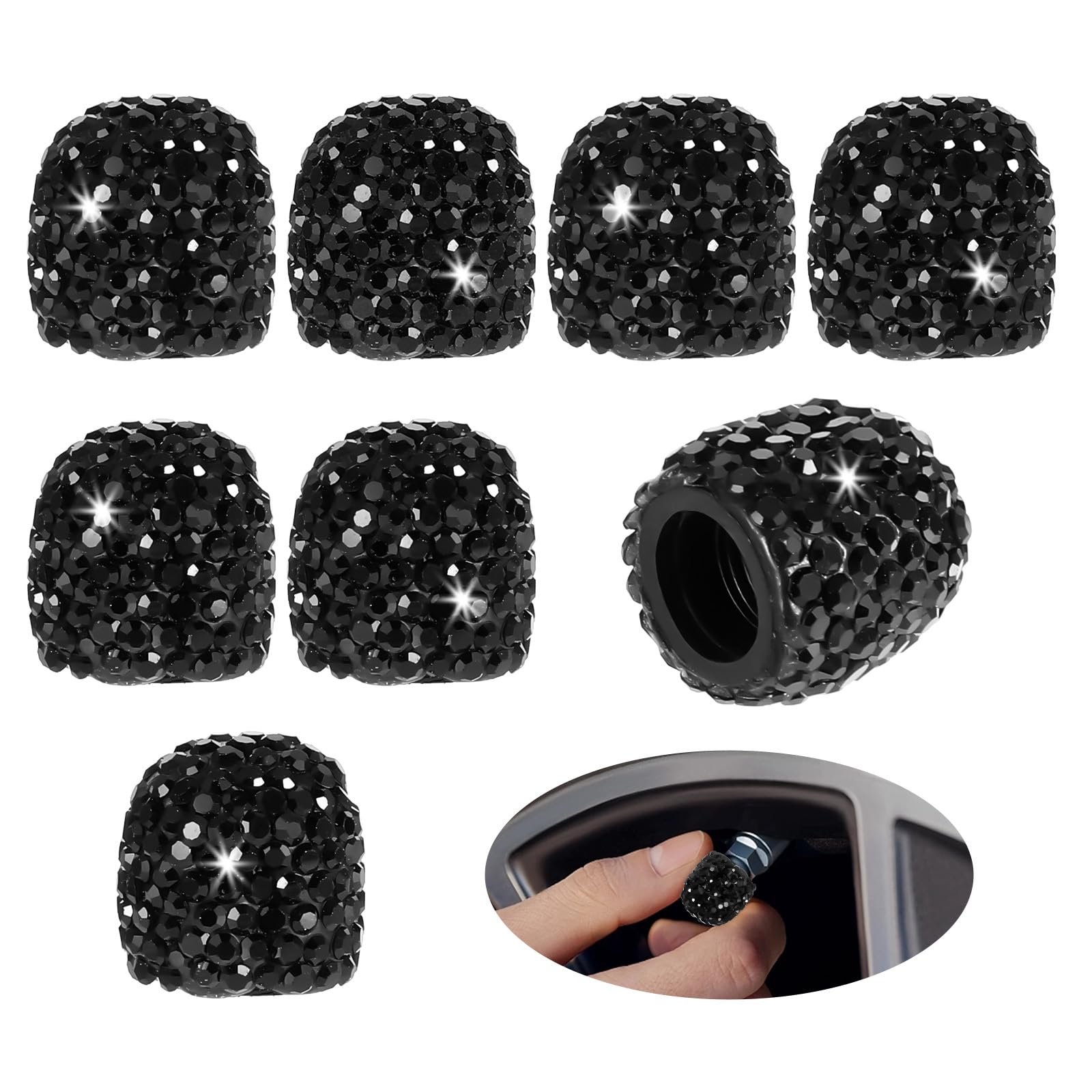 Gjinxi 8PCs Crystal Diamond Tire Stem Valve Caps Rhinestone Tire Air Cap Car Accessories for Women Bling Crystal Wheel Tire Stem Caps Universal Tire Valve Caps for Cars Trucks and Motorcycles von Gjinxi