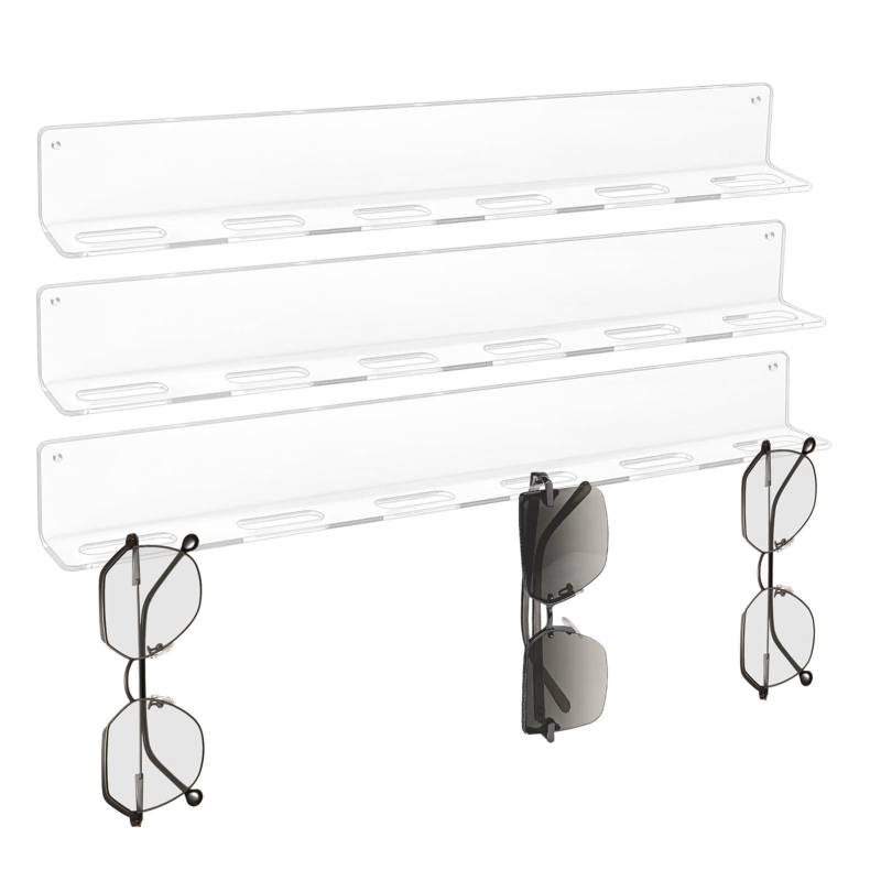 GjnjfdF Wand-Sonnenbrillen-Organizer, wandmontierter Sonnenbrillenhalter - 3 Stück Acryl-Brillenständer - Sonnenbrillen-Display, Brillenhalter, Brillen-Organizer für mehrere Brillen von GjnjfdF