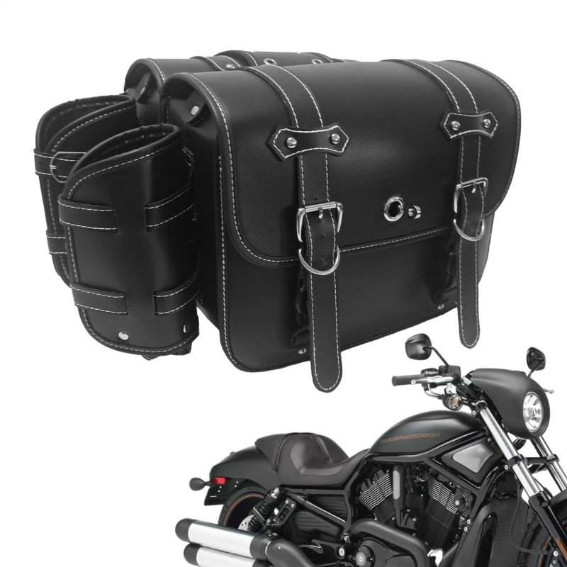 GkgWuxf Motorrad-Aufbewahrungstaschen,wasserdichte Taschen aus PU-Leder für Motorräder | Motorrad-Gepäcktasche mit großer Kapazität, universelles Motorrad-Zubehör von GkgWuxf