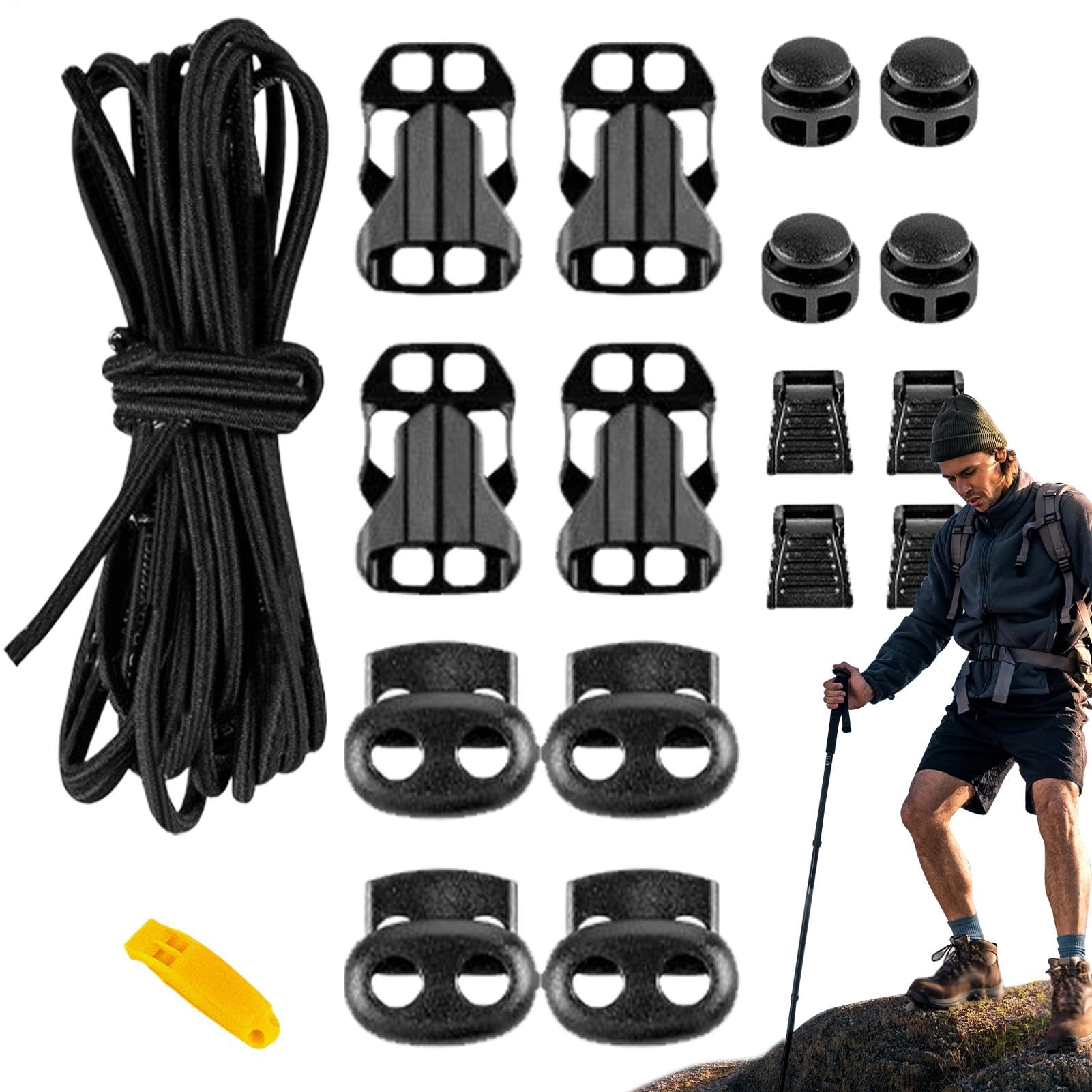 GkgWuxf Outdoor -Umhängetasche Seil, Wanderdacktack -Gurtschnalle - Wandertagentack externes Space Elastic Seil mit Schnalle - Ersatz 18-teiliges Set, erhöhte Lagerkapazität für Trekking, Freien, von GkgWuxf