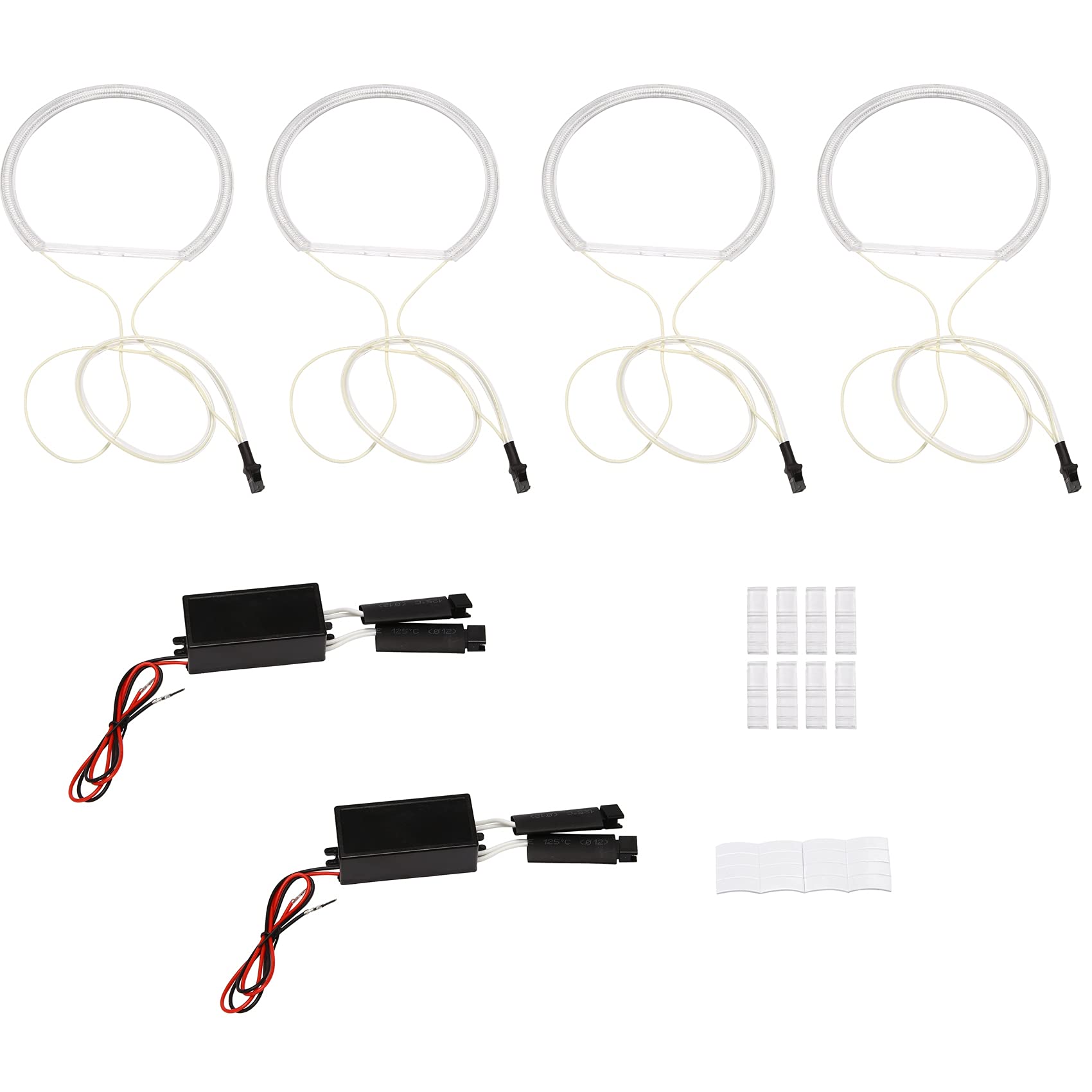 Glakyur CCFL LED-Angel Eyes Set, Halo-Ring, DRL, Blinker, CCFL, Scheinwerferlampe für E36, E46, E39, E38, Weiß, 4 Stück von Glakyur