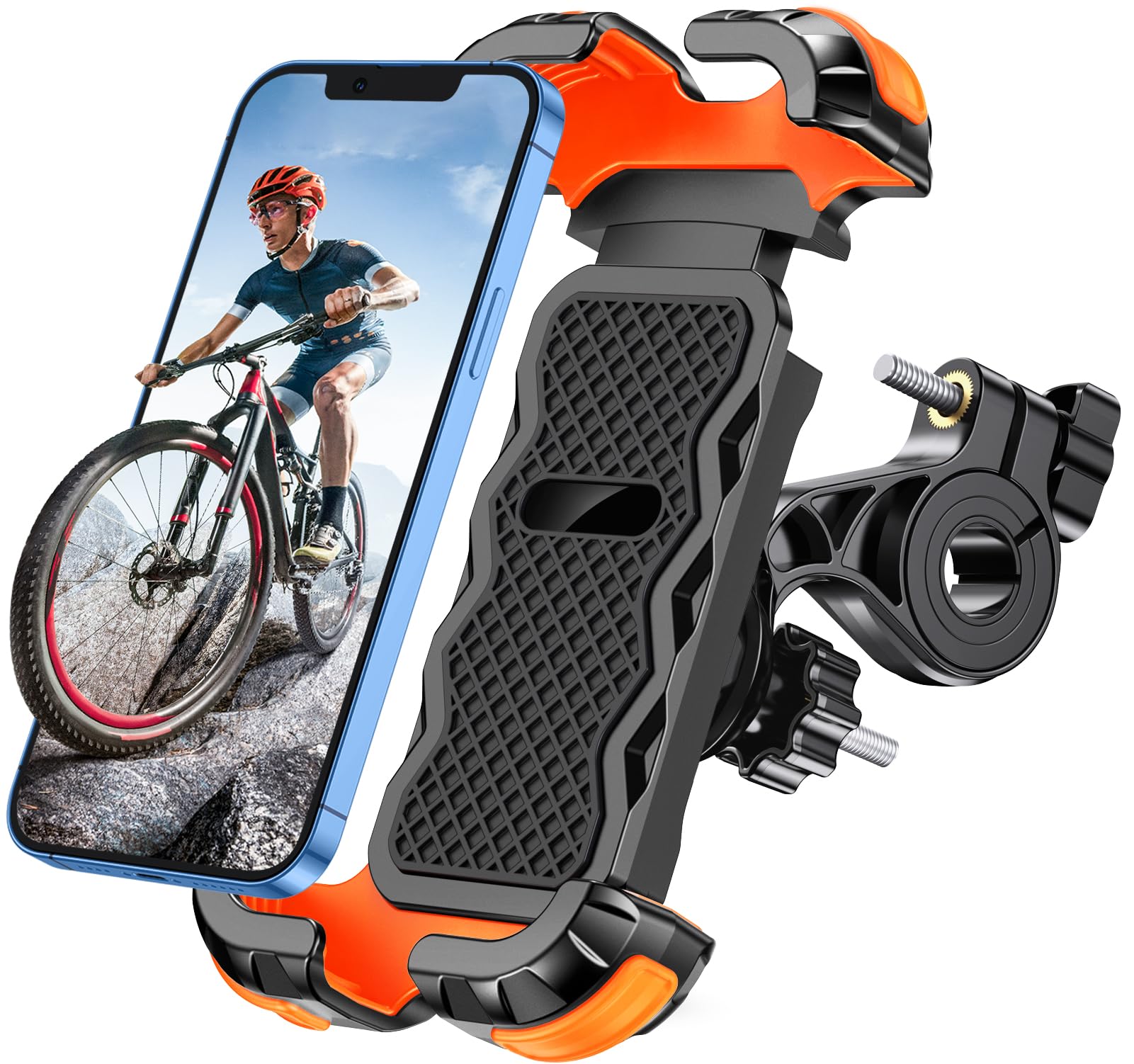 Glangeh Handyhalterung Fahrrad, [Sicheres Schloss] 360° Drehbar Universal Handyhalterung Motorrad, Vollständiger Schutz Fahrrad Handyhalterung für Rennrad MTB Scooter, für 4,7-6,8 Zoll Smartphone von Glangeh