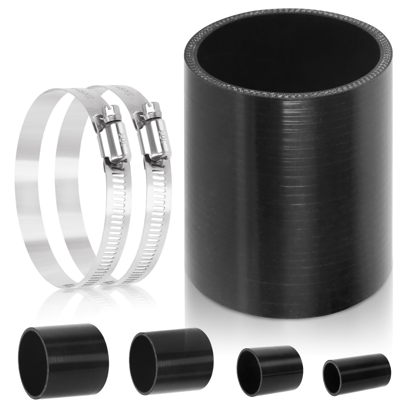 Glarks 2.5inch (63mm) ID Straight Coupler Silicone Hose 4inch(100mm) Length 4-Ply Reinforced High Performance with 2Pcs 59-82MM tainless Steel T-Bolt Clamp for Turbo, Intercooler and Intake von Glarks