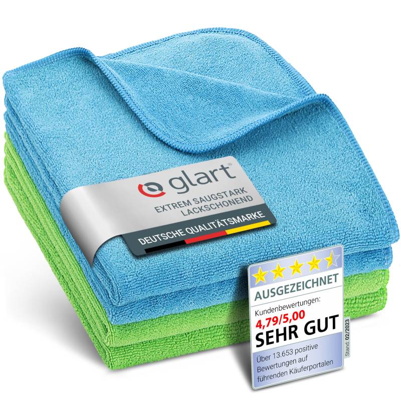 Glart 4448 4er Set superweiche Mikrofasertücher 2 Stück blau 40 x 40 cm von Glart