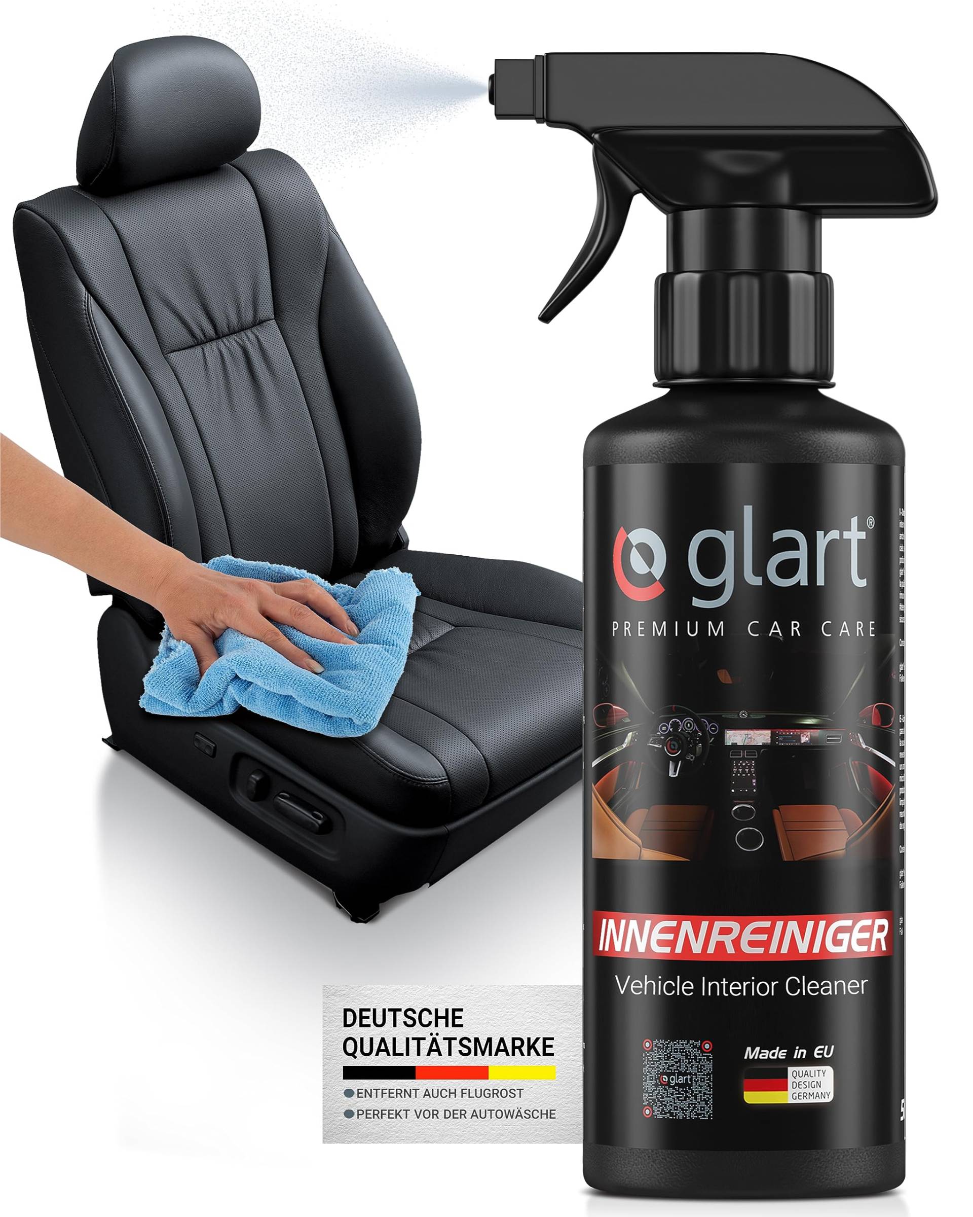 Glart 45IR Innenreiniger Fleckentferner Auto Zubehör für Cockpit, Polster, Leder, Innenraum Reiniger, Armaturenbrett Autopflege, 500 ml, angenehmer Duft, Anwendung mit Mikrofasertuch (sep.) von Glart