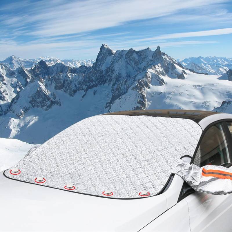 Frontscheibenabdeckung Scheibenabdeckung Auto Winter Ultra-Dick Windschutzscheibenabdeckung mit 2 Spiegelabdeckungen, Faltbare, Eisschutzfolien für Auto Schnee, Frost, Sonne von GlauStalos