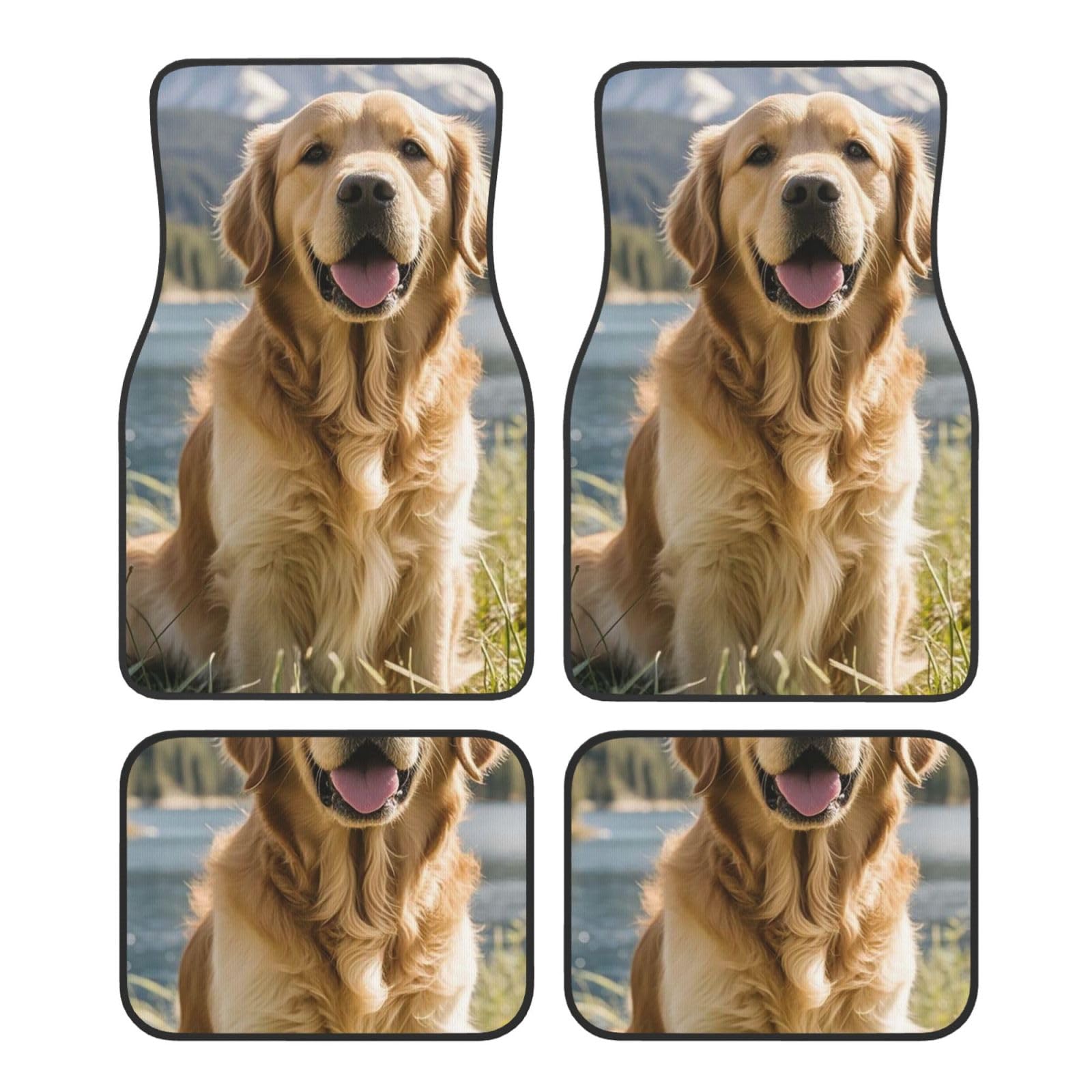 Auto Fußmatten 4 Stück Universal Auto Fußmatten Golden Retrievers Automatten Set Kristall Samt Fußmatten für Auto Rutschfeste Auto Fußpolster Auto Teppich Auto Liner Dekor Fersenpolster für SUV Meiste von GlbnSHeric