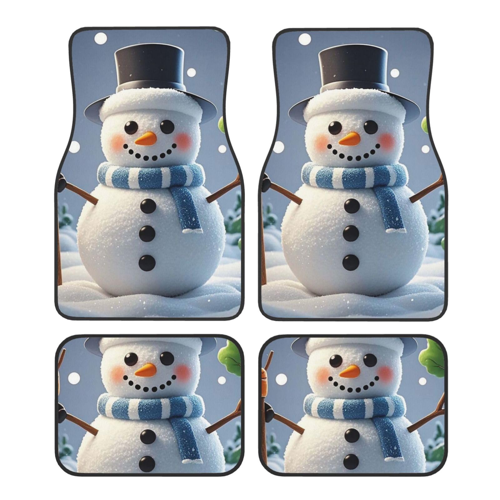 Auto Fußmatten 4 Stück Universal Auto Fußmatten Happy Snowman Automatten Set Kristall Samt Fußmatten für Auto Rutschfeste Auto Fußpolster Auto Teppich Auto Liner Dekor Fersenpolster für SUV Meiste von GlbnSHeric