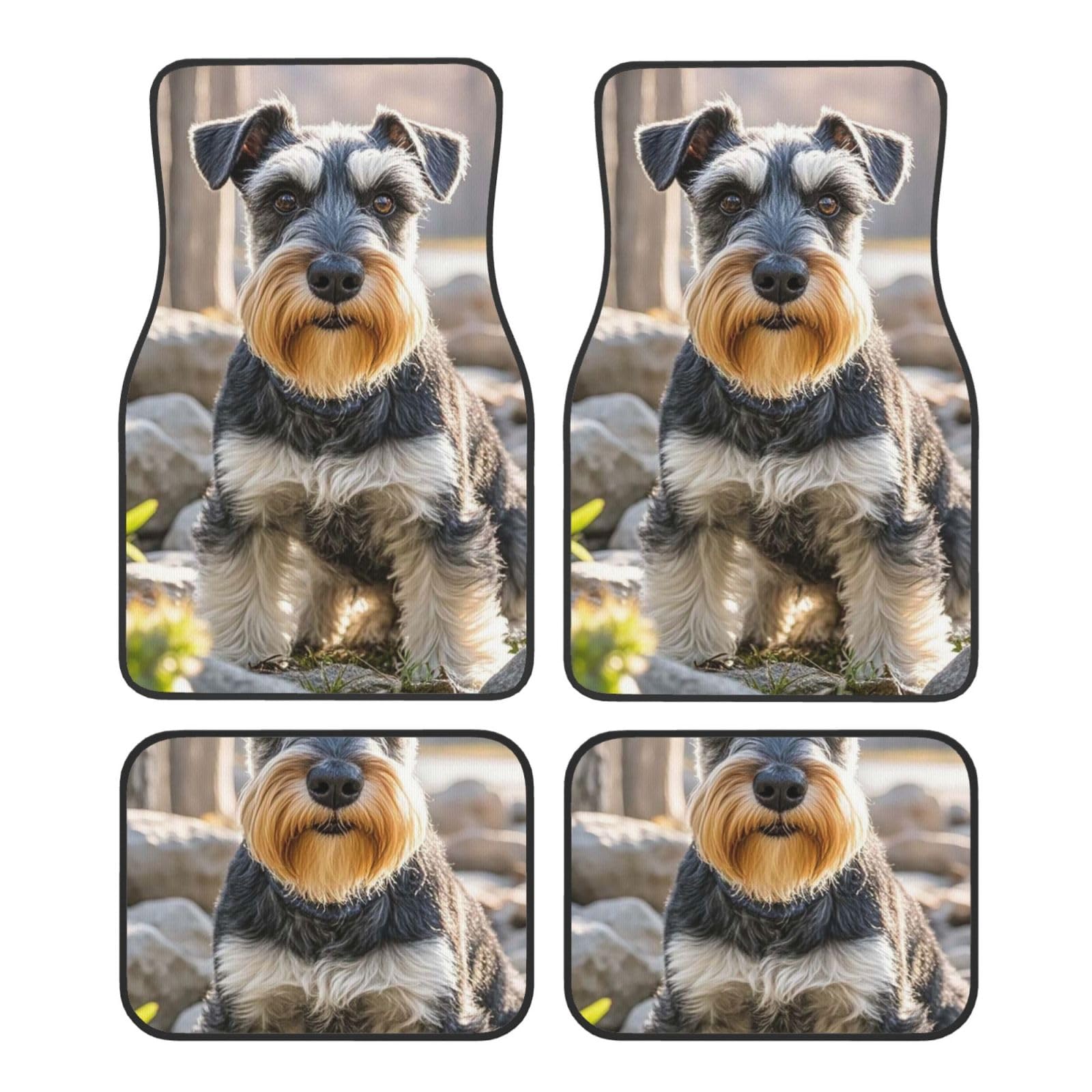 Auto Fußmatten 4 Stück Universal Auto Fußmatten Niedlicher Schnauzer Hund Automatten Set Kristall Samt Fußmatten für Auto Rutschfeste Auto Fußpolster Auto Teppich Auto Liner Dekor Fersenpolster für von GlbnSHeric