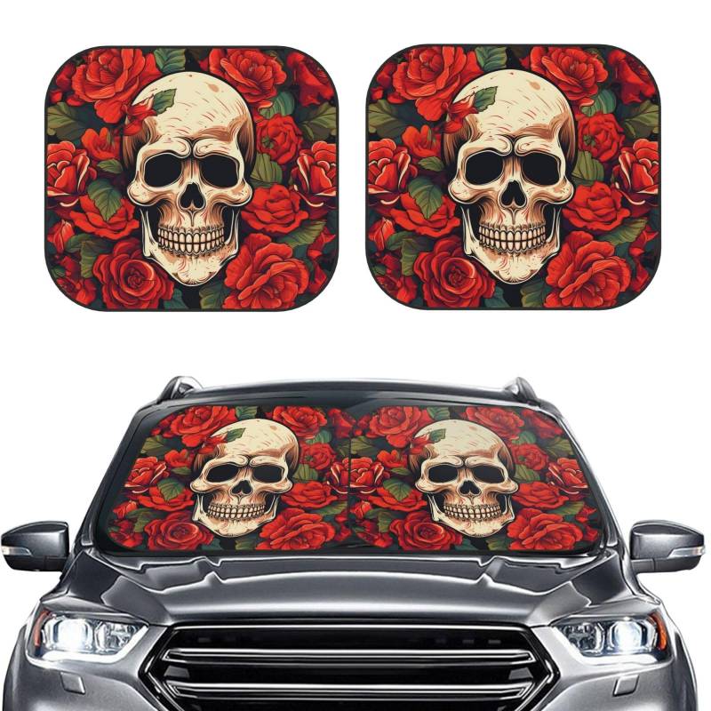 Auto Windschutzscheibe Sonnenschutz Abdeckung Sugar Skull Rose Sonnenschutz Faltbar Auto Sonnenschutz Auto Windschutzscheibe Sonnenschutz für LKW Auto Windschutzscheibe Abdeckung für die meisten von GlbnSHeric