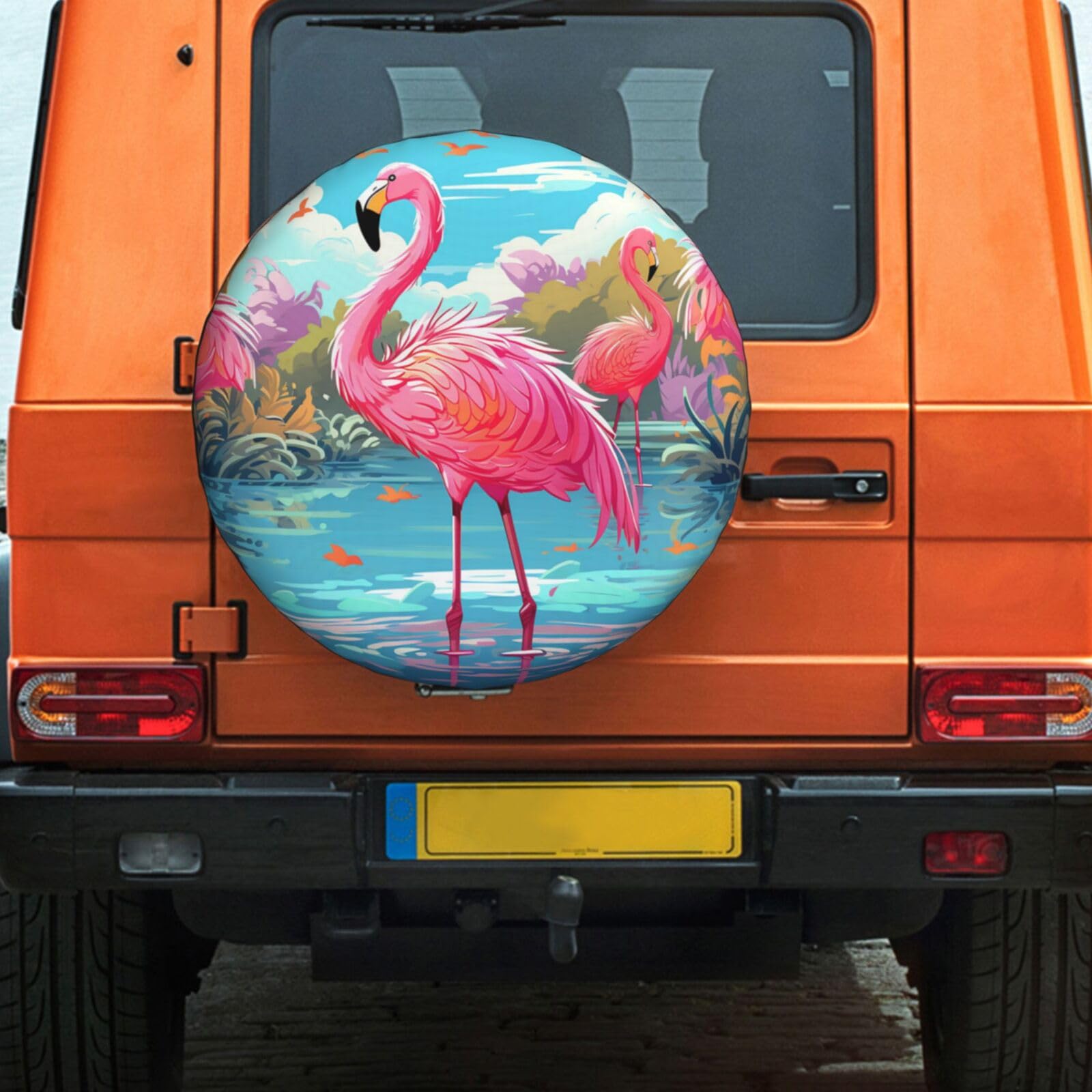 Ersatzreifenabdeckung, wasserdicht, Reifenschutzabdeckung für Auto, Flamingo, Vogel, Reifenabdeckung, Ersatzradabdeckung, Ersatzradschutz mit Kordelzug, 35–43 cm von GlbnSHeric