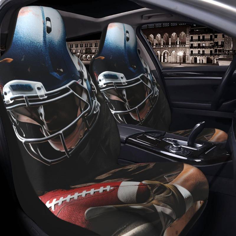 GlbnSHeric Autositzbezug 2 Stück Sitzbezüge für Auto Vordersitze Schoner Cool American Football Sitzbezüge Auto Sitzmatte mit Gummiband Sitzschoner Autobezüge Autozubehör 2er Set von GlbnSHeric