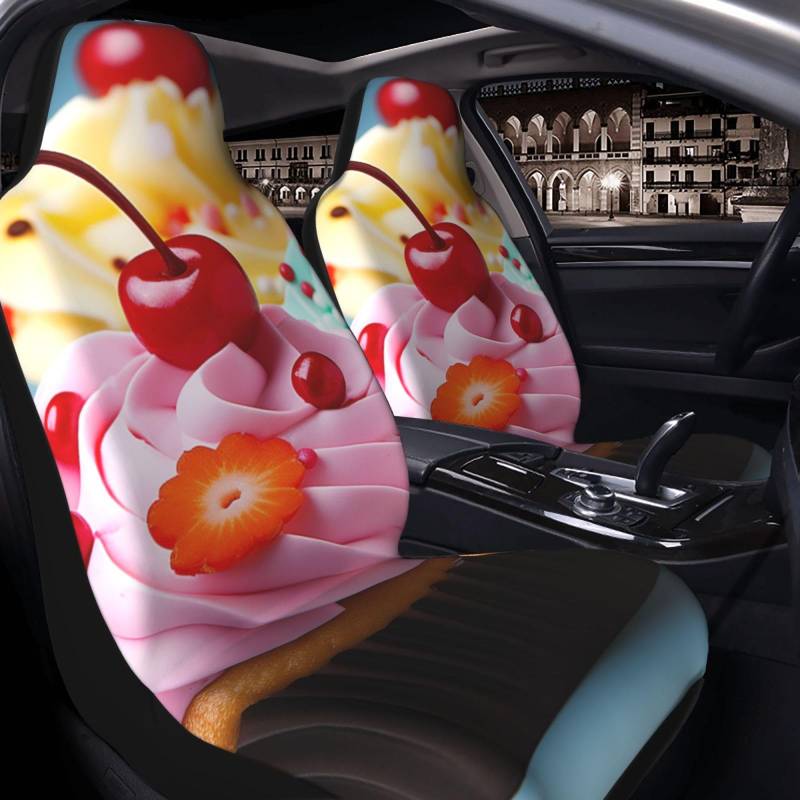 GlbnSHeric Autositzbezug 2 Stück Sitzbezüge für Auto Vordersitze Schutz Cupcake Sitzbezüge Auto Sitzmatte mit Gummiband Sitzschoner Autozubehör 2er Set von GlbnSHeric