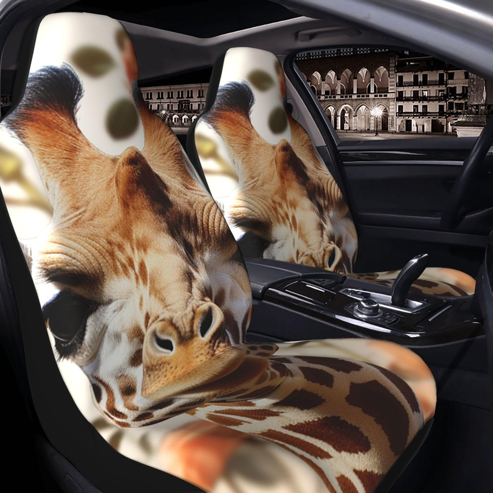 GlbnSHeric Autositzbezug 2 Stück Sitzbezüge für Auto Vordersitze Schutz unter Blumen Giraffe Sitzbezüge Auto Sitzmatte mit Gummiband Sitzschoner Autobezüge Autozubehör 2er Set von GlbnSHeric