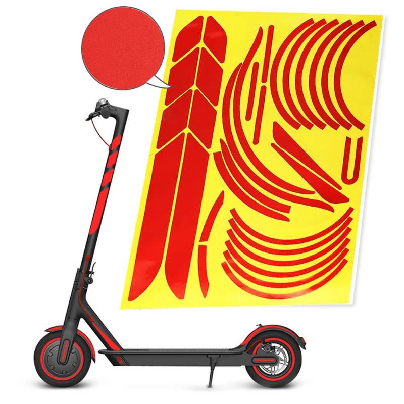 Gleamydot Elektroroller Aufkleber Set für Xiaomi Mi Electric Scooter M365 Sticker Set Mijia e Scooter PRO 2 1s Essential Zubehör (rot) von Gleamydot