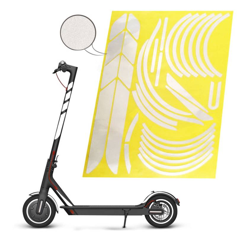 Gleamydot Elektroroller Aufkleber Set für Xiaomi Mi Electric Scooter M365 Sticker Set Mijia e Scooter PRO 2 1s Essential Zubehör (weiß) von Gleamydot