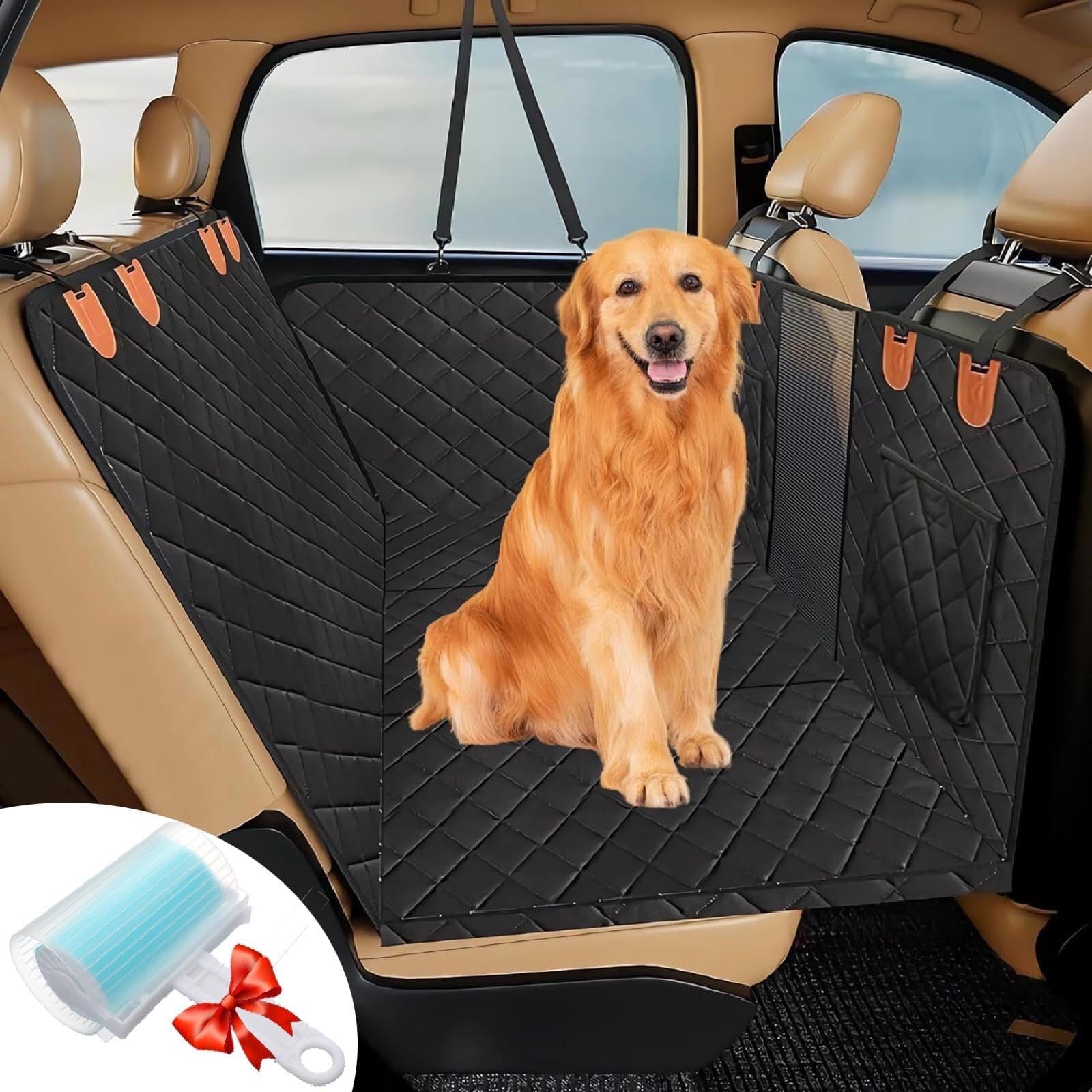 Glenmi Innovative Pet Care - Universeller, 100% wasserdichter Autositzbezug for Hunde, leicht waschbare Hängematte for die Rückbank, ideal for alle Fahrzeuge(Black) von Glenmi