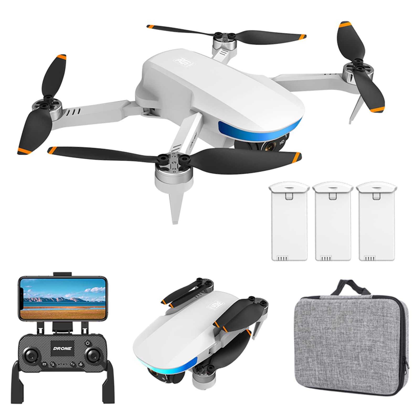 GPS Drohne Mit 4K EIS Doppelkamera Für Erwachsene Anfänger, Mini Drohne Mit 60 Minuten Flugzeit, Professioneller Bürstenloser Motor, Faltbarer RC Quadrocopter Mit 5G WiFi FPV, GPS Rückkehr (white) von Gleto