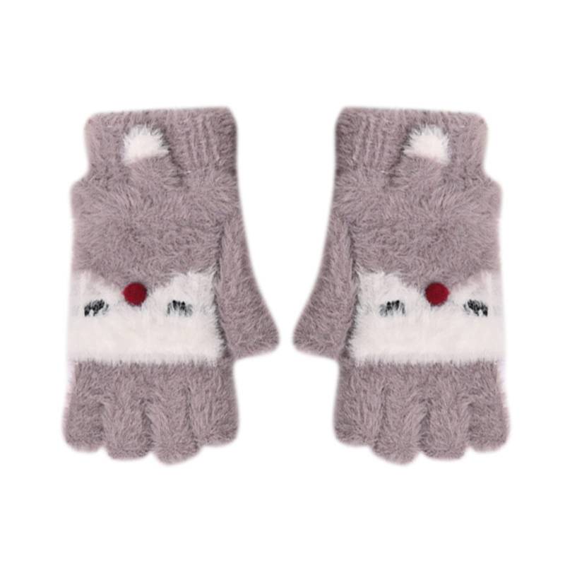 Baby Halbfinger Handschuhe Winter Kinder Baby Winterhandschuhe Kleinkinder 2-10 Jahre, Cartoon Gestrickte Handschuhe Kleinkind Warme Fingerlose Fingerhandschuhe mit Flip Top für Kinder Mädchen Jungen von Glücksvogel